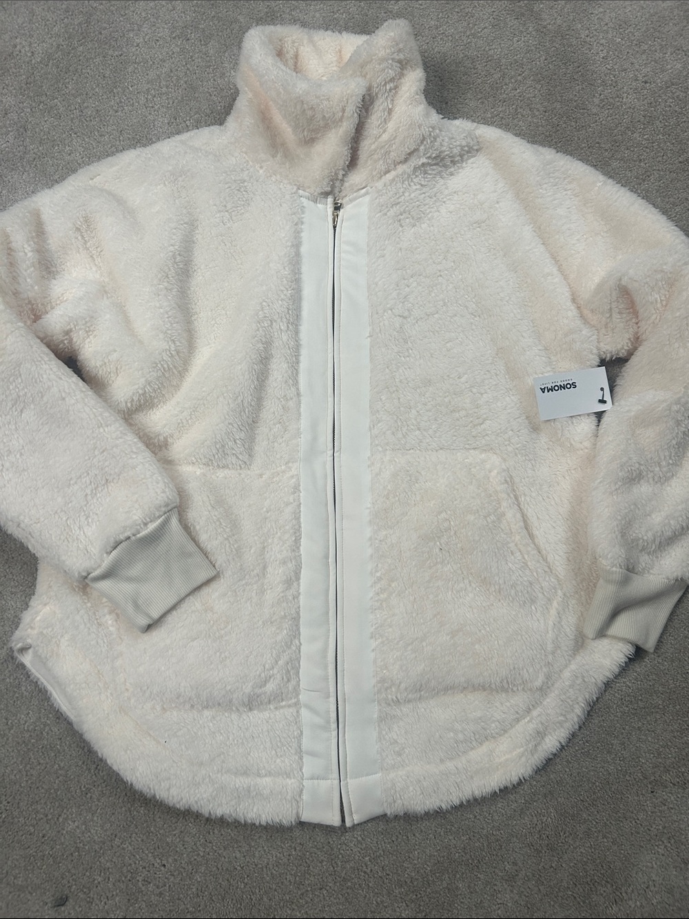 Sonoma Cream Sherpa Zip-Up Jacket